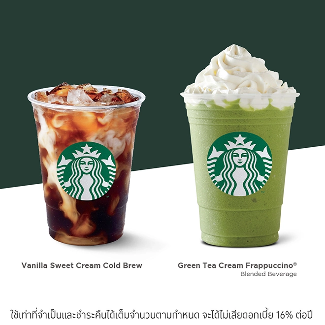 Starbucks รับเครดิตเงินคืน 5%*