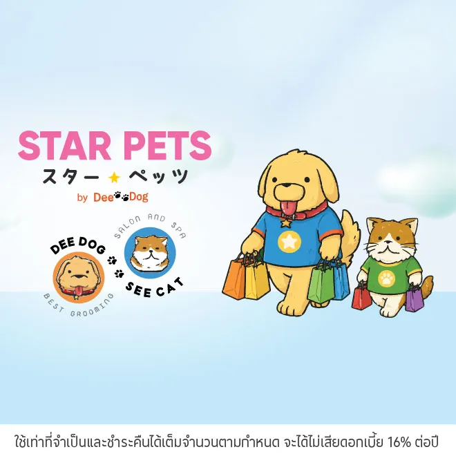 ผ่อนสินค้า/บริการ 0%* ที่ DEE Dog SEE Cat