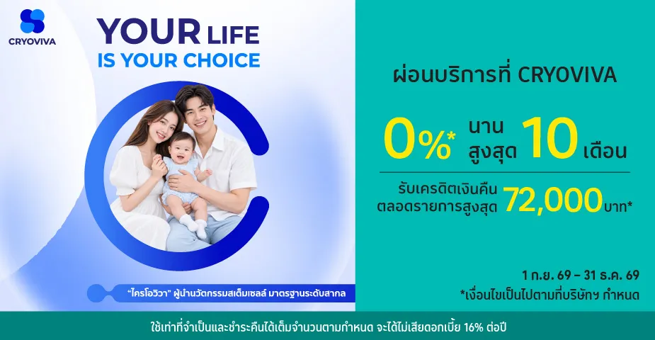ผ่อนบริการ 0%25* ที่ Cryoviva