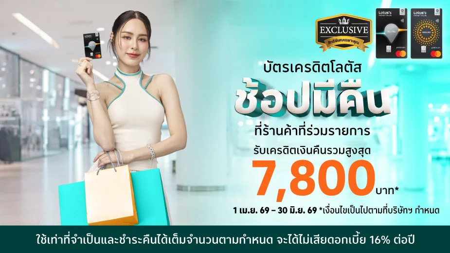 ช้อป มีคืน รับเครดิตเงินคืนรวมสูงสุด 7,800 บาท*