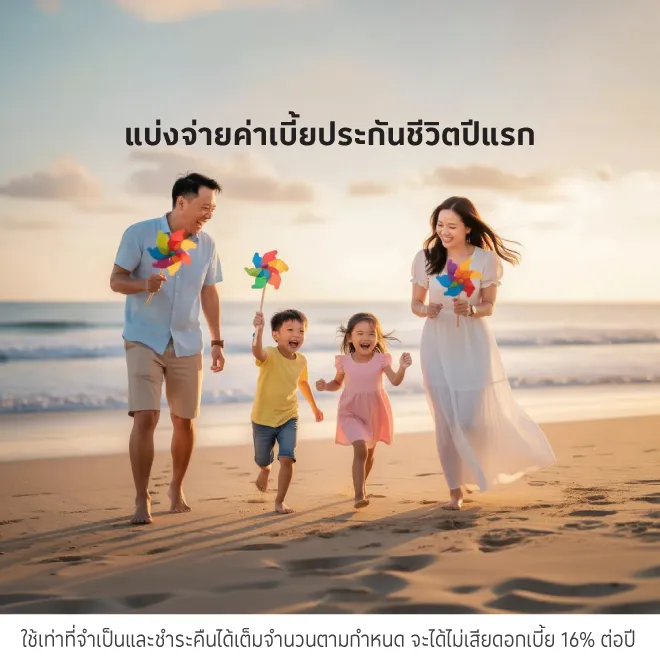 ผ่อนค่าเบี้ยประกันกับบริษัทรับประกันชีวิต 0%* นานสูงสุด 10 เดือน