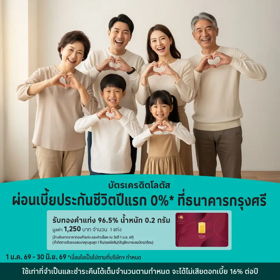 ผ่อนเบี้ยประกันชีวิตปีแรก 0%25*ที่ธนาคารกรุงศรี