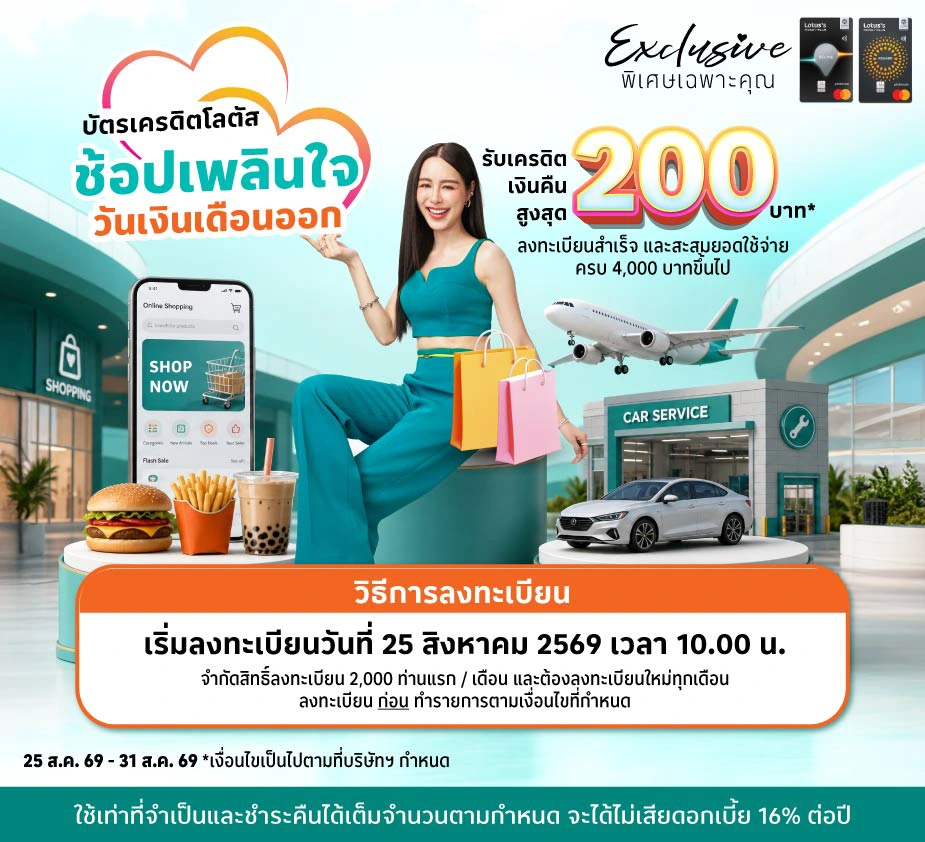 ช้อปมันส์ วันเงินออก รับเครดิตเงินคืนสูงสุด 200 บาท*