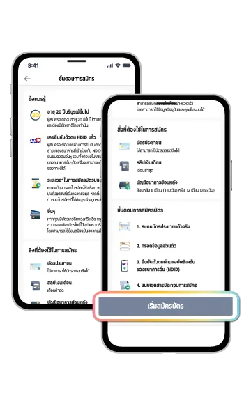 ตรวจสอบขั้นตอนการสมัครและกดเริ่มสมัครบัตร