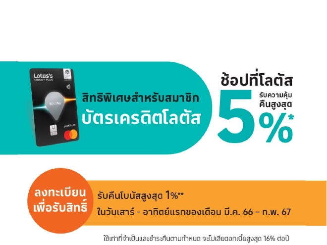 ขยายระยะเวลาการรับเครดิตเงินคืนโบนัสสูงสุด 1%   1 ธ.ค. 2566 เป็นต้นไป