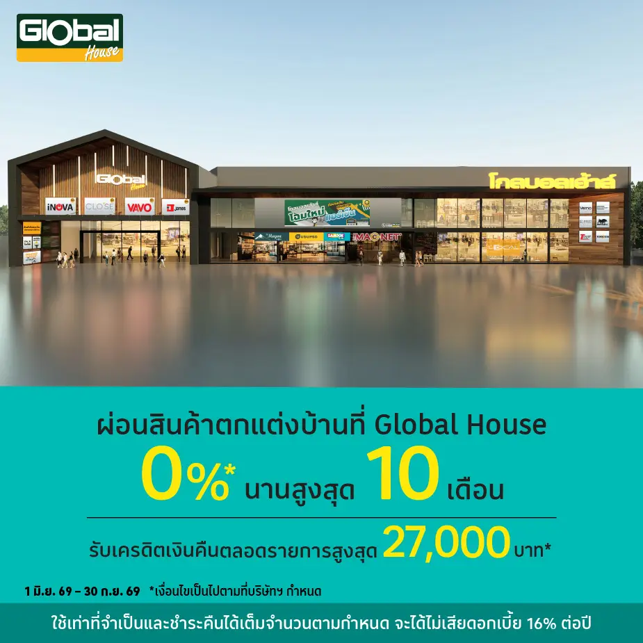 ผ่อนสินค้าตกแต่งบ้าน 0%25*ที่ Global House