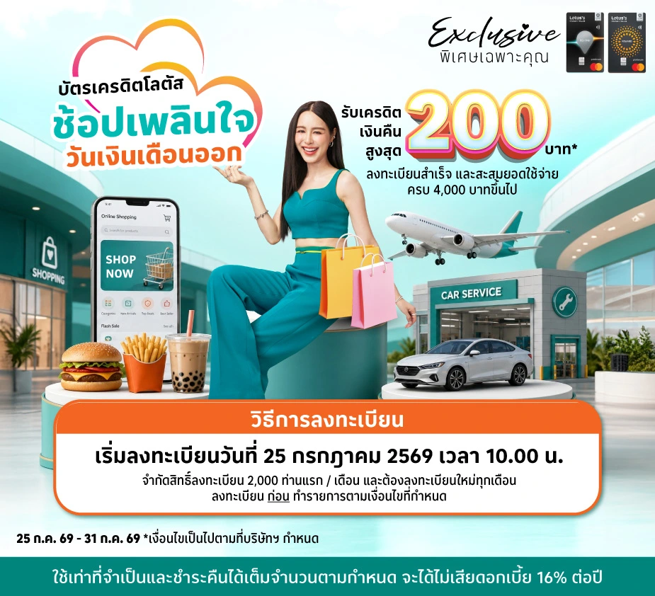 ช้อปมันส์ วันเงินออก รับเครดิตเงินคืนสูงสุด 200 บาท*