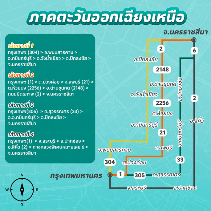 เส้นทางภาคตะวันออกเฉียงเหนือ